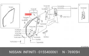 Клипса-крепеж пл. 01554-00061 NISSAN