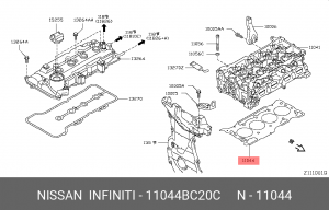 Прокладка ГБЦ NISSAN QASHQAI 06- TIIDA 10- 11044-BC20C NISSAN