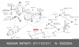 Болт рычага NISSAN X-TRAIL 01- заднего продольного 01111-01511 NISSAN