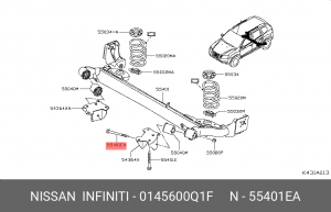 Болт задней балки (спрашивать на сервисе) 01456-00Q1F NISSAN