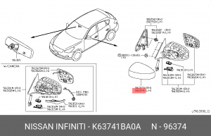 Корпус зеркала K6374-1BA0A NISSAN