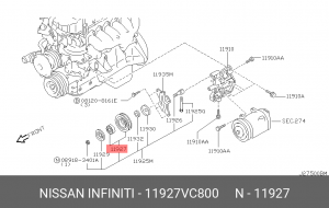 Ролик ремня 11927-VC800 NISSAN