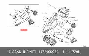 Комплект роликов с поликлиновым ремнем 11720-00Q6G NISSAN